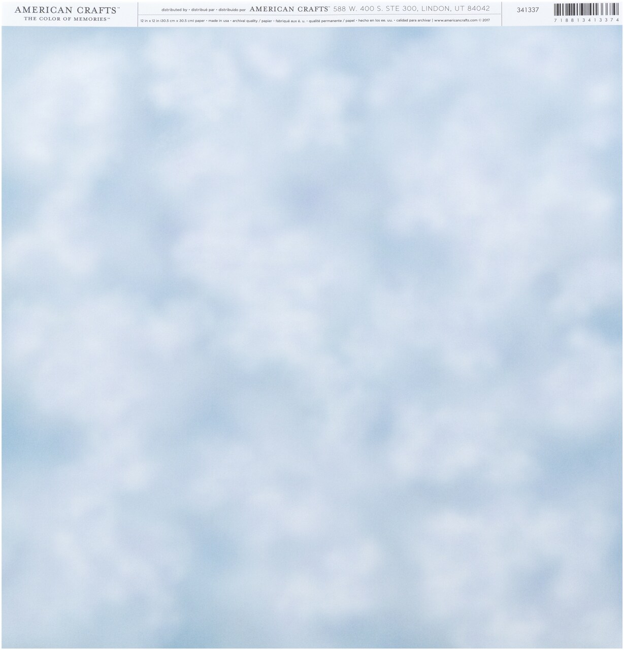 American Crafts Everyday Single-Sided Cardstock 12"X12"-Sky Photo